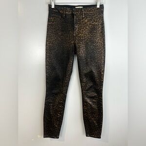 L'agence Margot High Rise Skinny Leopard Print Coated Ankle Pants/Jeans Size 26